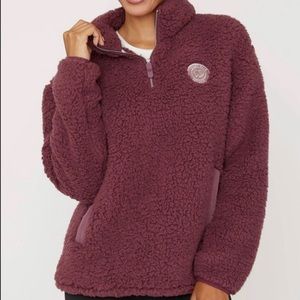 eggplant ivory ella sherpa quarter zip